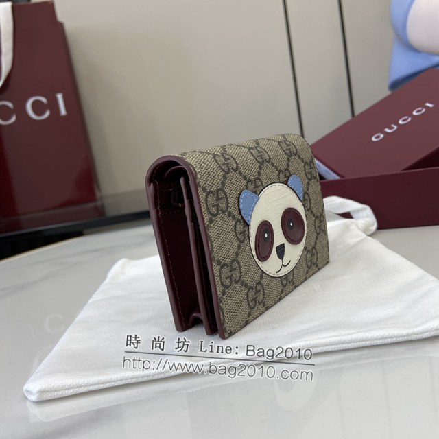 Gucci專櫃古馳最新款飾熊貓細節GG迷你錢包 jh2026型號：818767